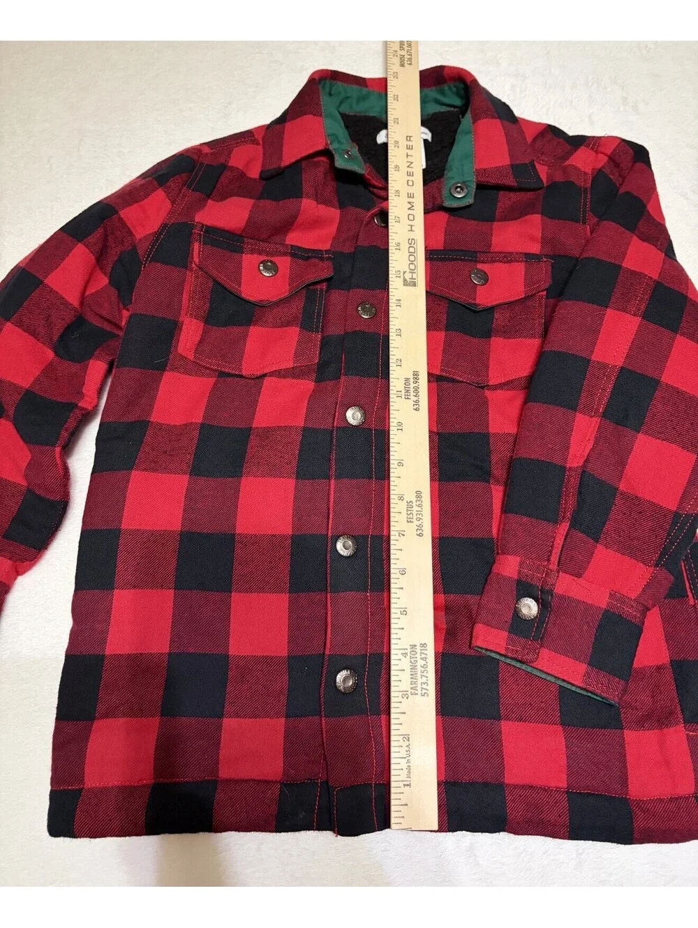NWOT Tommy Bahama Boys Red Black Buffalo Plaid Sherpa Flannel Shacket Jacket M